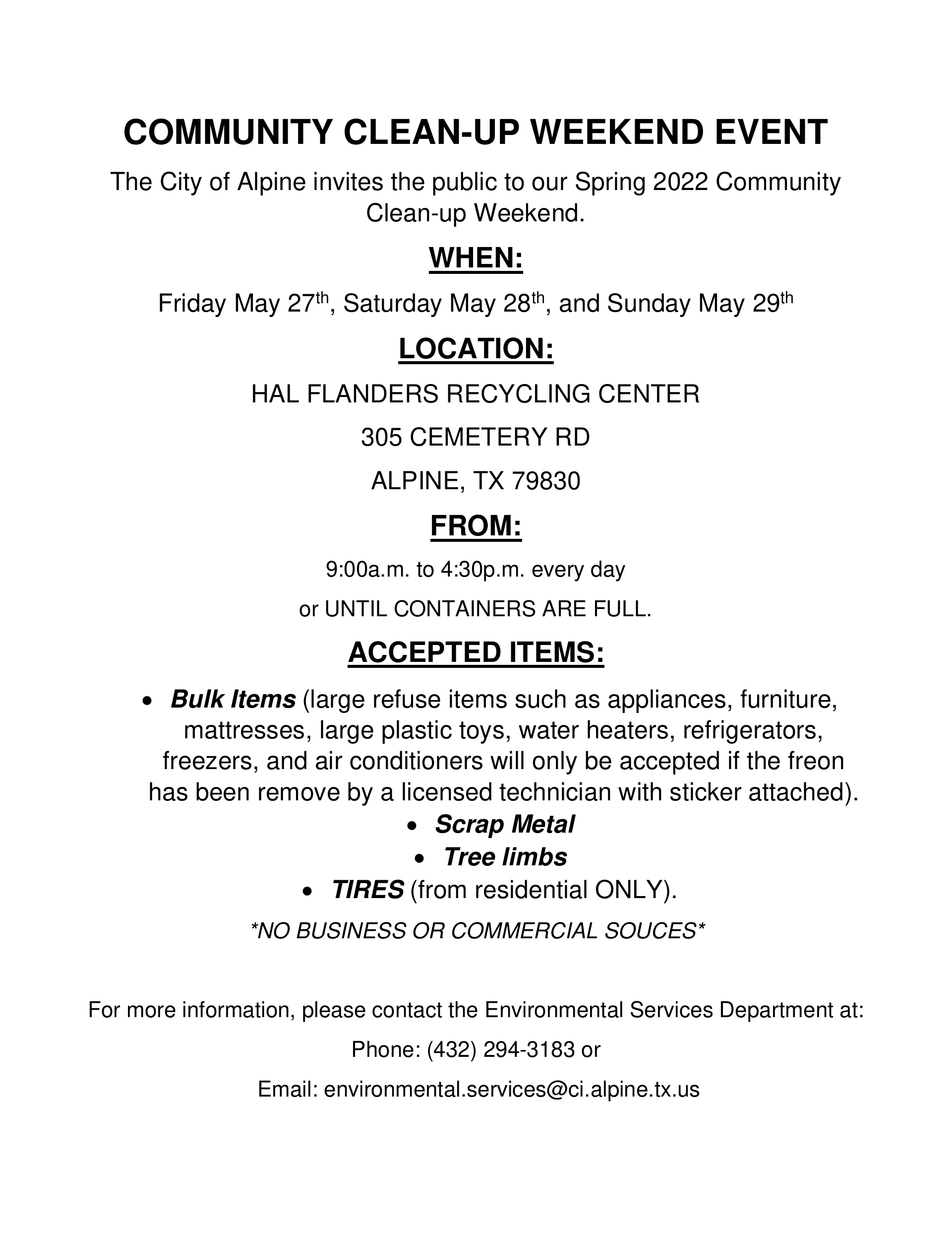 5-29-22 COMMUNITYCLEANUP_INFO